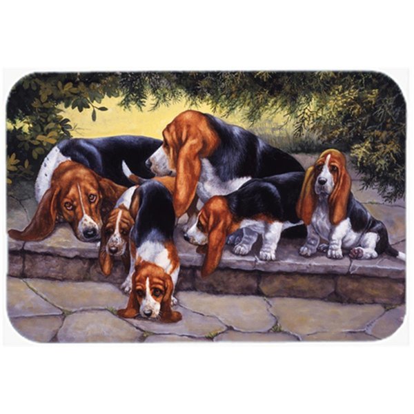 Skilledpower Basset Hound Puppies; Momma & Daddy Mouse Pad; Hot Pad or Trivet SK254943